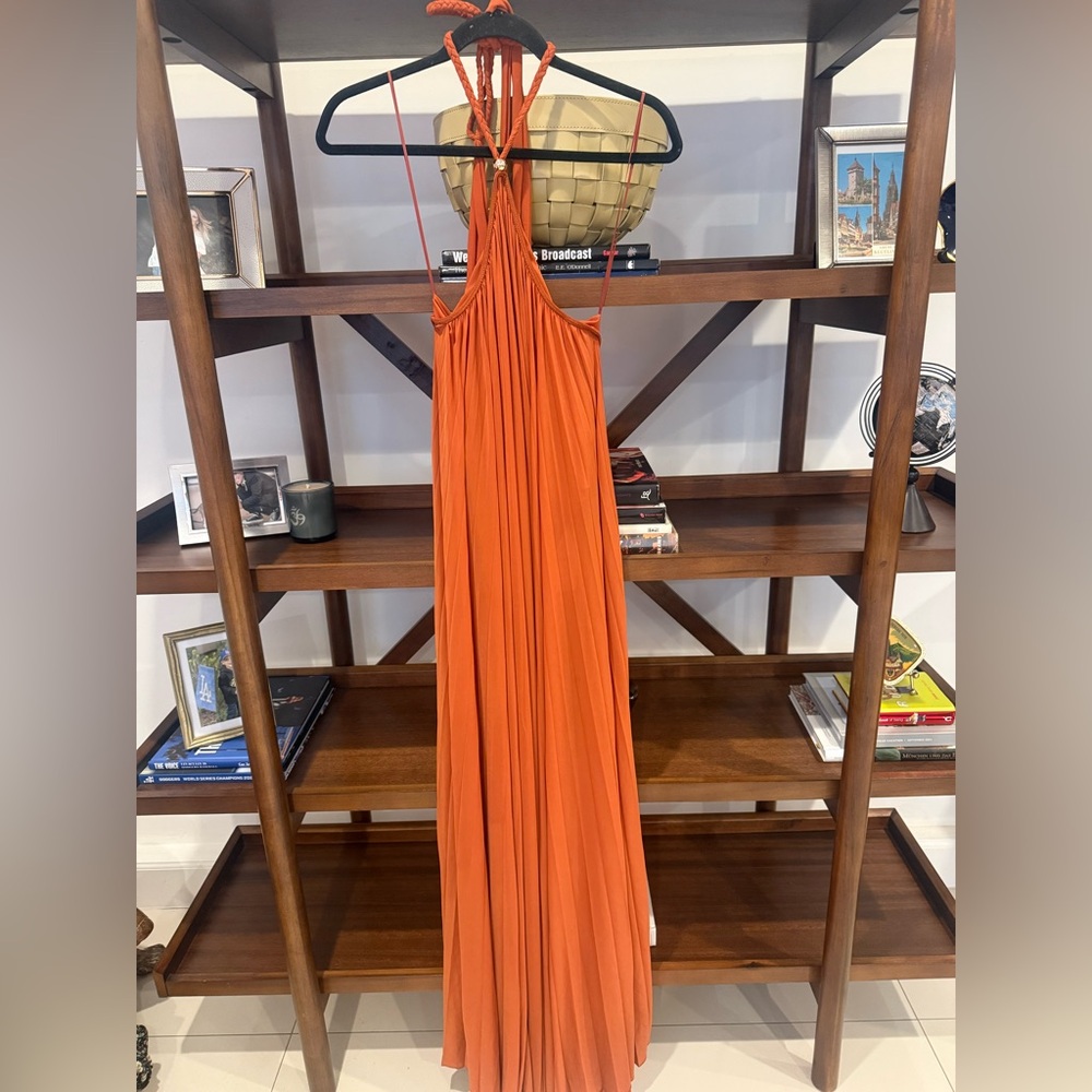 NWT Ronny Kobo Crystal Halter Maxi Dress - Rust - Picture 3 of 7